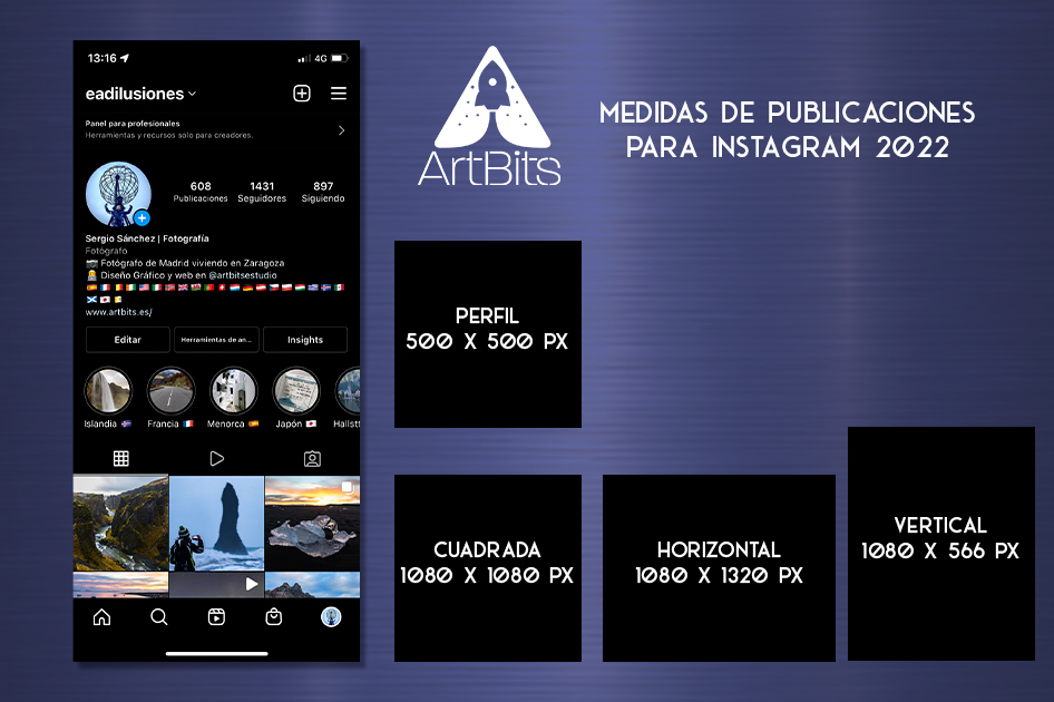 Medidas para redes sociales, Instagram